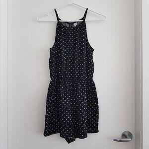 (2for$10) Old Navy Surplice Back Romper Black White Polka Dot Halter Size XS
